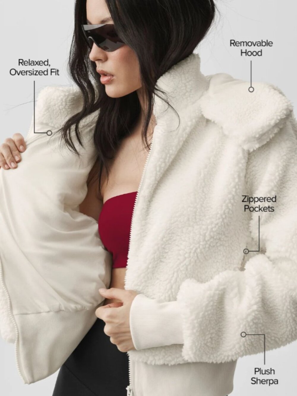 ALO Yoga Foxy Sherpa Jacket NWT Oversized Faux Fur S–L - Picture 2 of 10